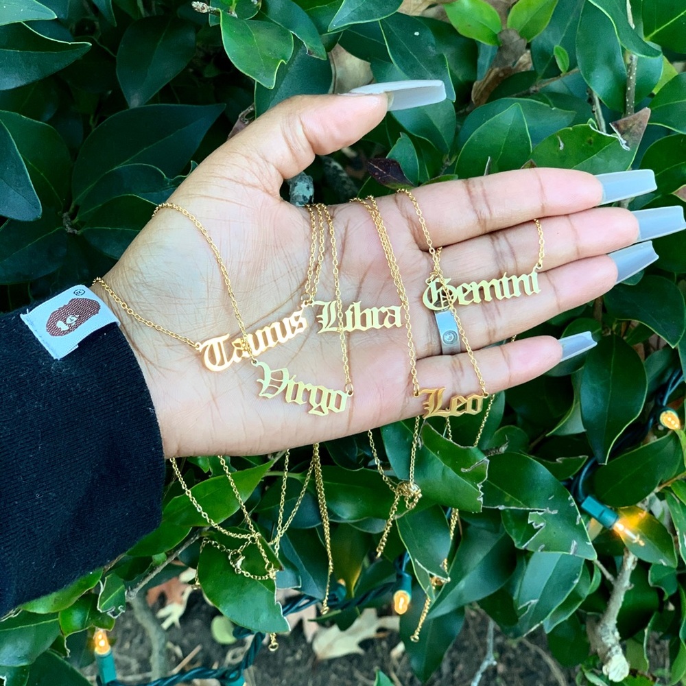 Zodiac name necklace